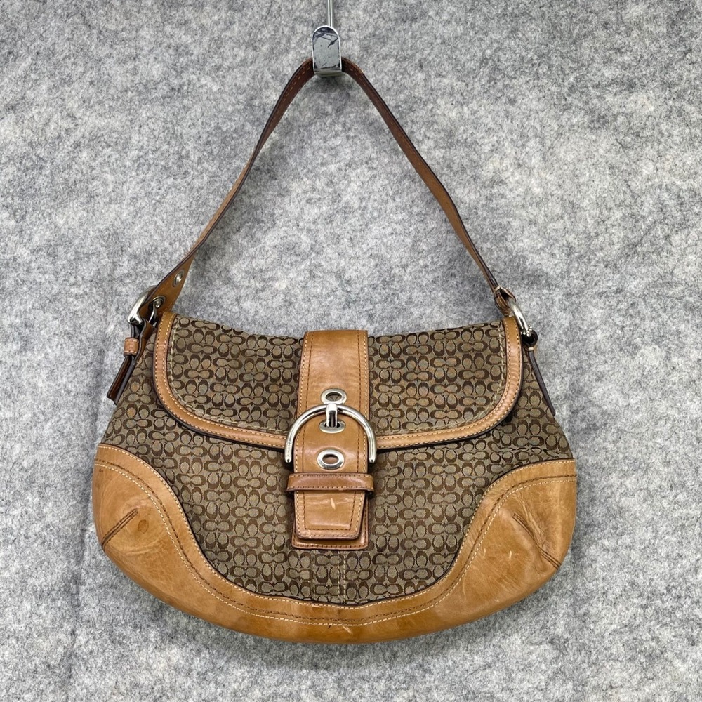Coach Soho Flap Shoulder Bag Women Small Brown Signature C Buckle F10926  Y2K